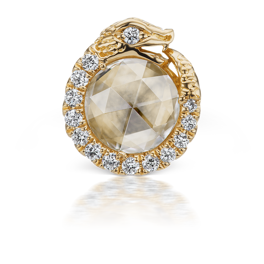 Diamond Pavé Ouroboros Threaded Stud Earring