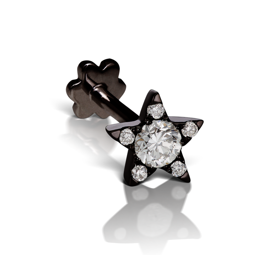 Diamond Star Threaded Stud Earring With Titanium Backing