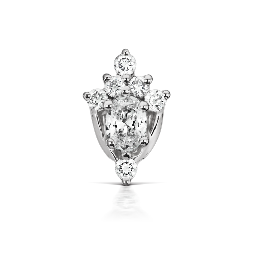 Diamond Tash Tiara Threaded Stud Earring With Titanium Backing