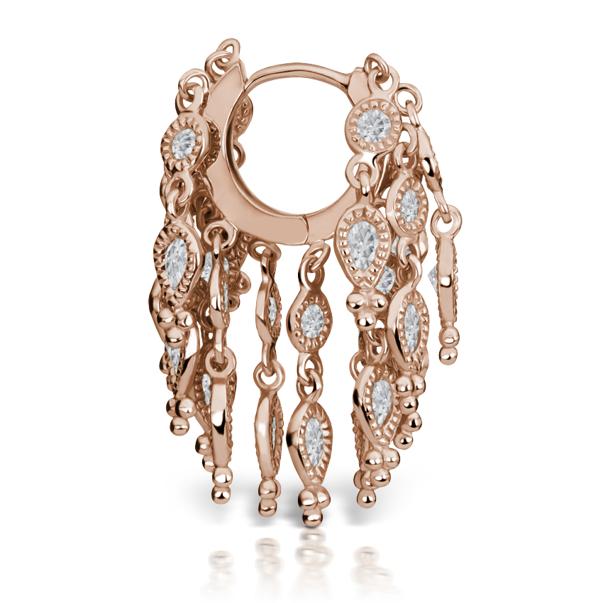 Diamond Tassel Eternity Hoop Earring