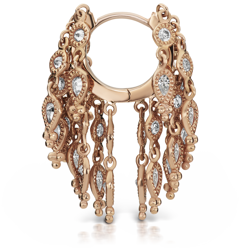 Diamond Tassel Eternity Hoop Earring