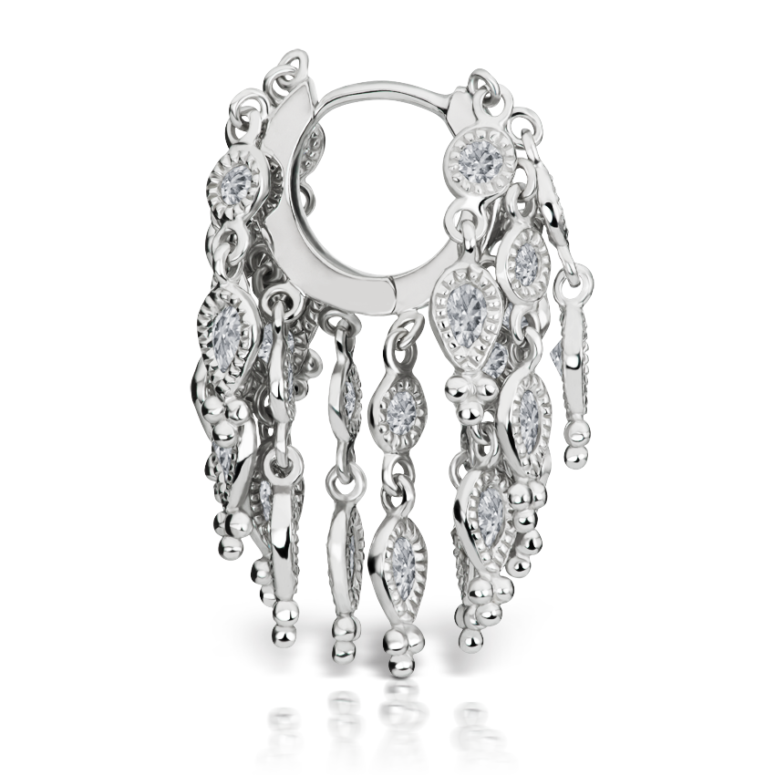 Diamond Tassel Eternity Hoop Earring