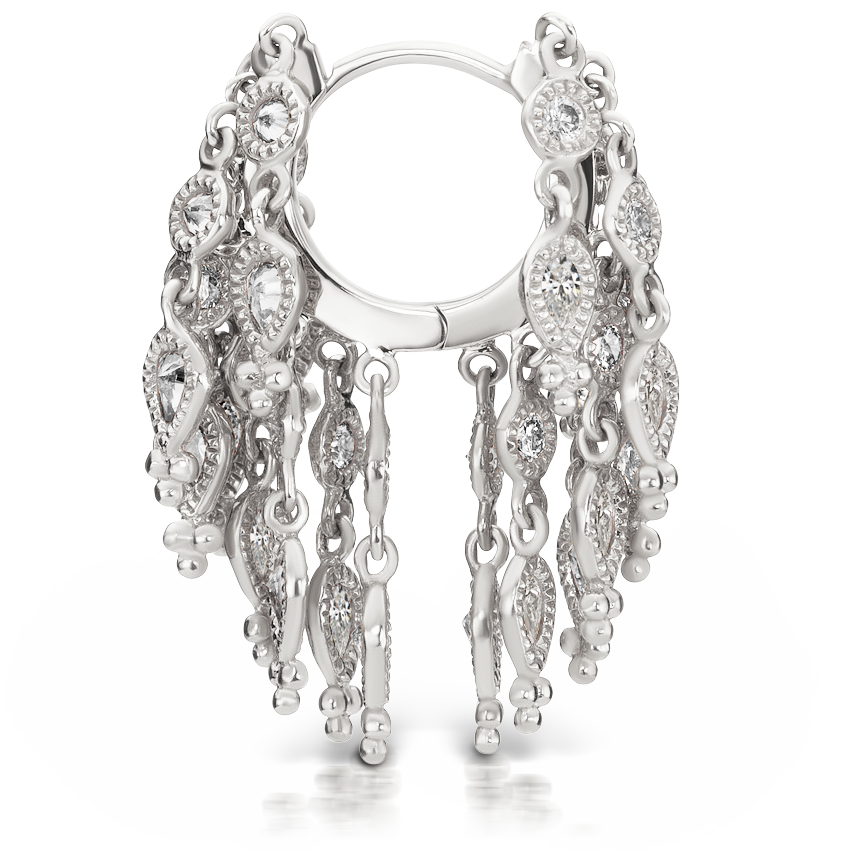 Diamond Tassel Eternity Hoop Earring