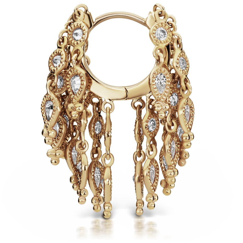 Diamond Tassel Eternity Hoop Earring