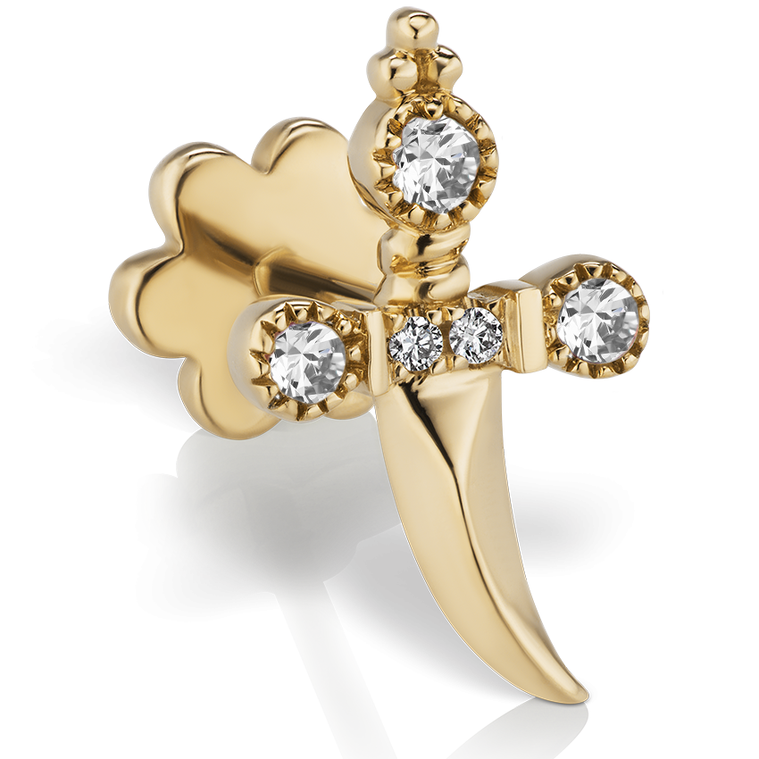 Diamond Trinity Hilt Dagger Threaded Stud With Titanium Backing