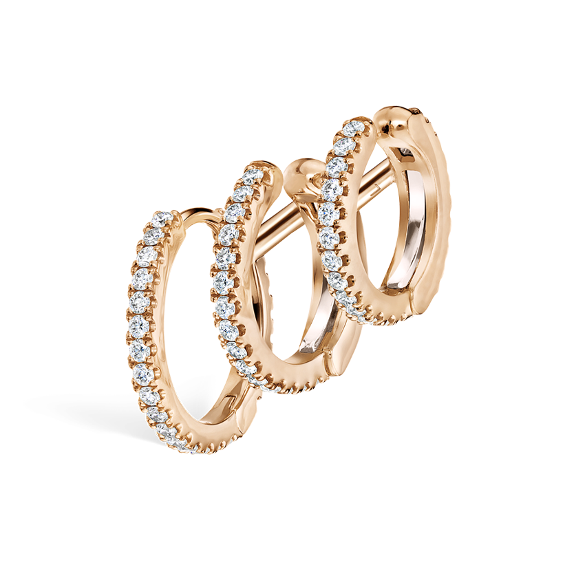 Diamond Triple Linked Eternity Hoop Earring and Cuffs