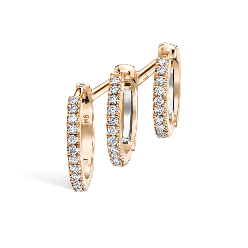 Diamond Triple Linked Eternity Hoop Earring and Cuffs