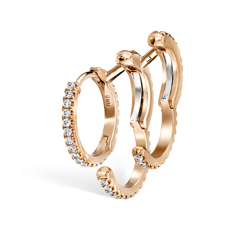 Diamond Triple Linked Eternity Hoop Earring and Cuffs
