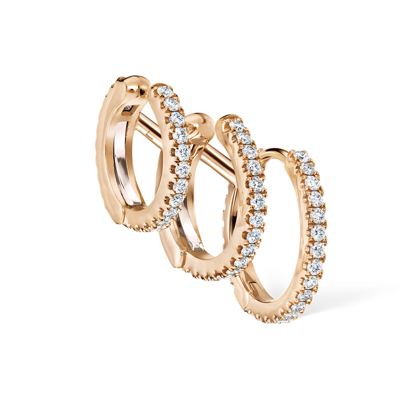 Diamond Triple Linked Eternity Hoop Earring and Cuffs