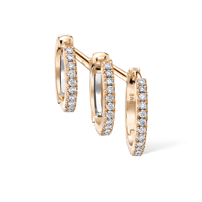 Diamond Triple Linked Eternity Hoop Earring and Cuffs