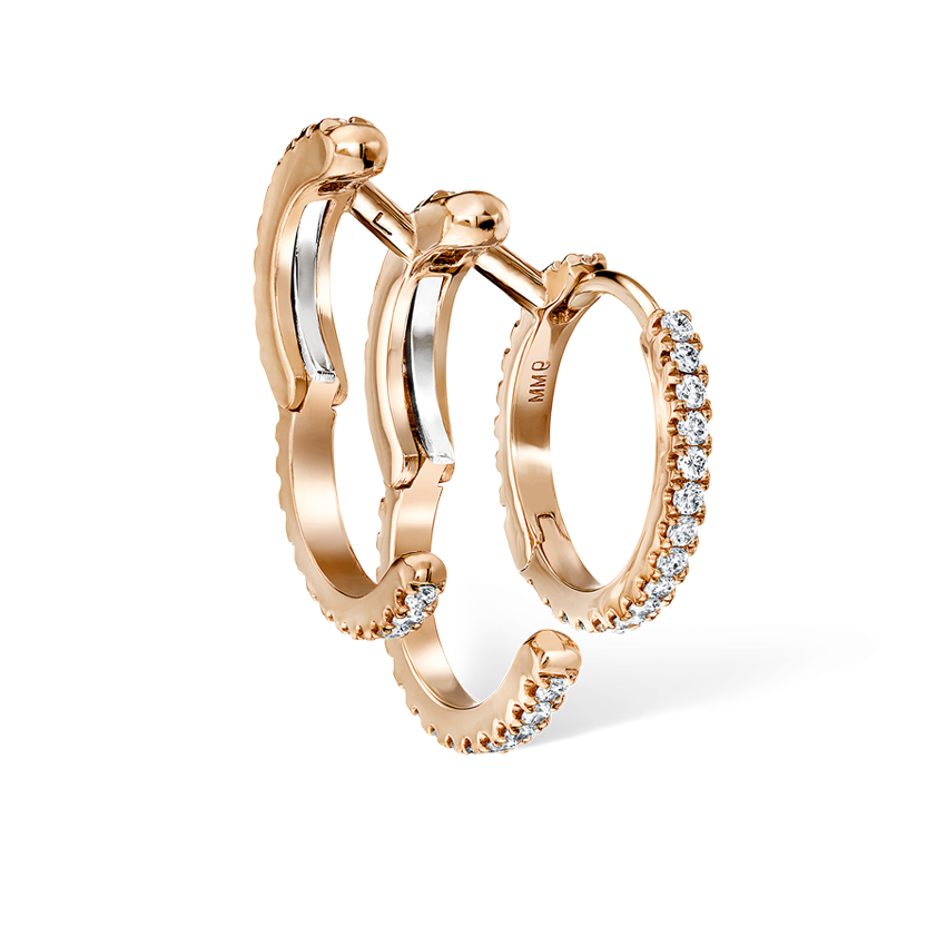 Diamond Triple Linked Eternity Hoop Earring and Cuffs