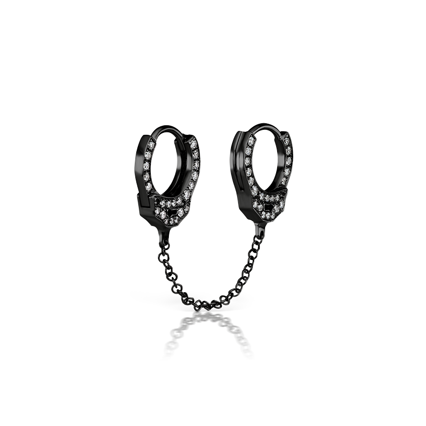 Double-sided Diamond Handcuff with Medium Chain Hoop Earring