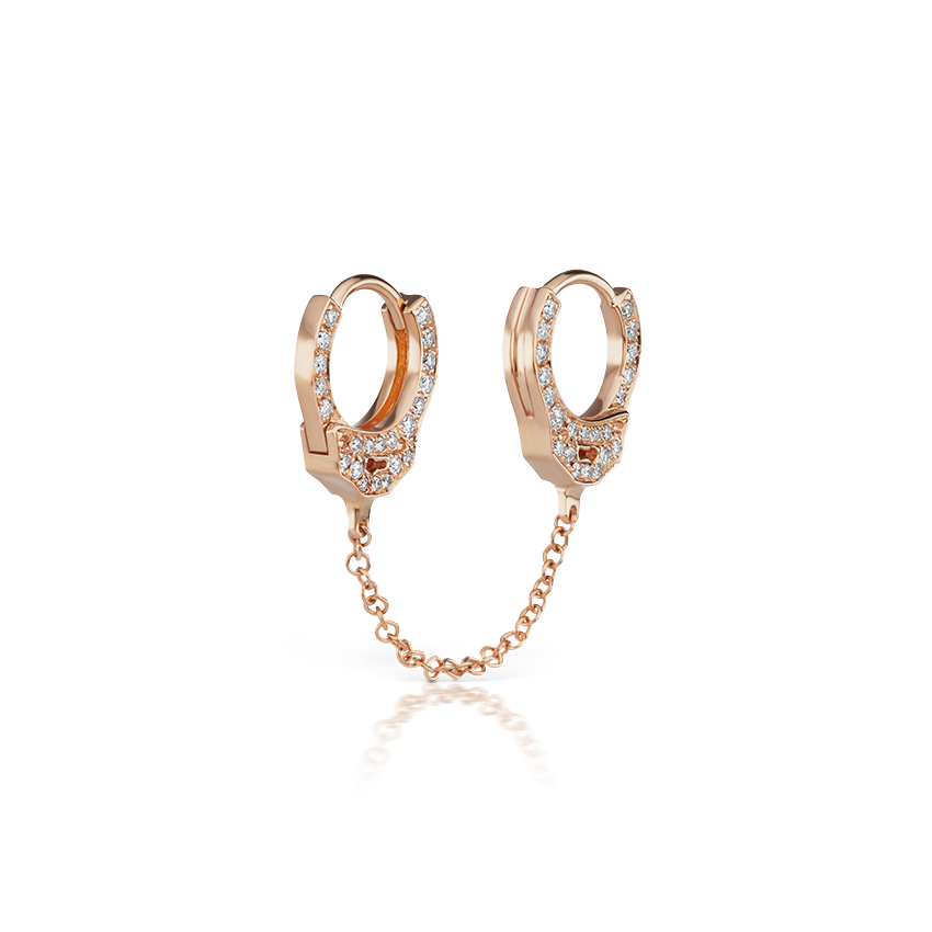 Double-sided Diamond Handcuff with Medium Chain Hoop Earring