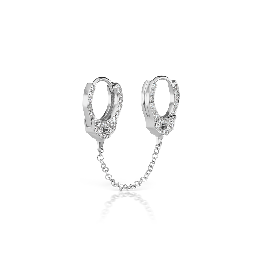 Double-sided Diamond Handcuff with Medium Chain Hoop Earring