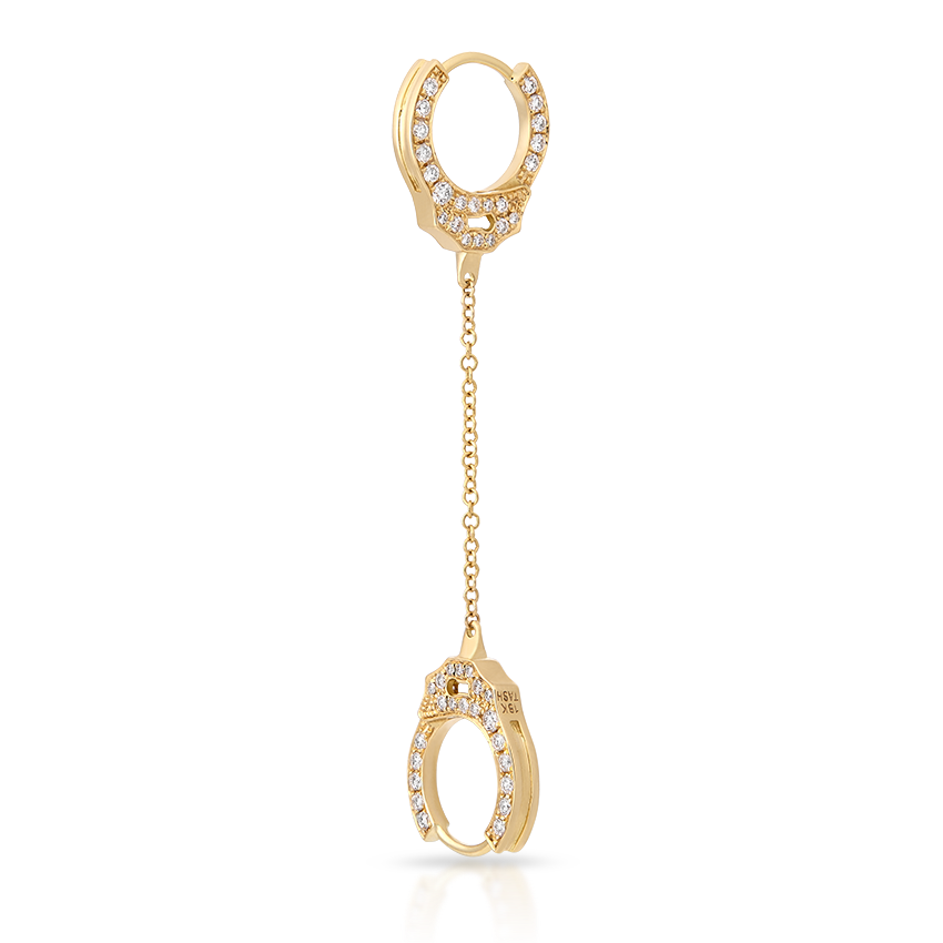 Double-sided Diamond Handcuff with Medium Chain Hoop Earring