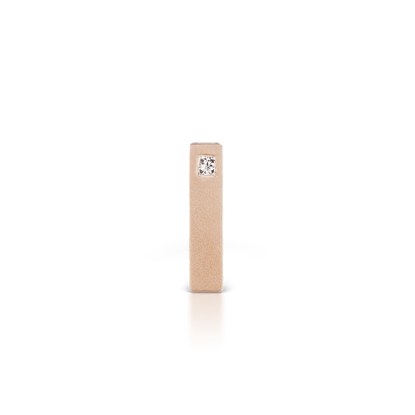 Matte Square Three Diamond End Bar Stud Earring