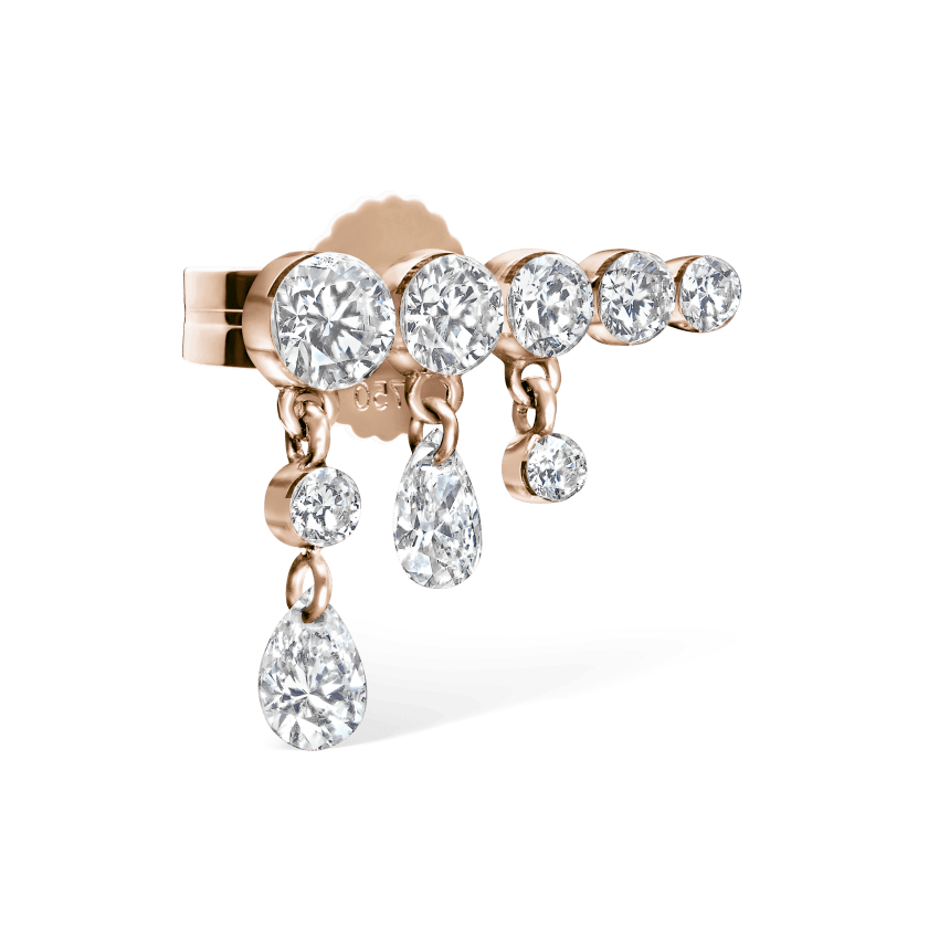Invisible Set Diamond Crescendo Bar Stud Earring