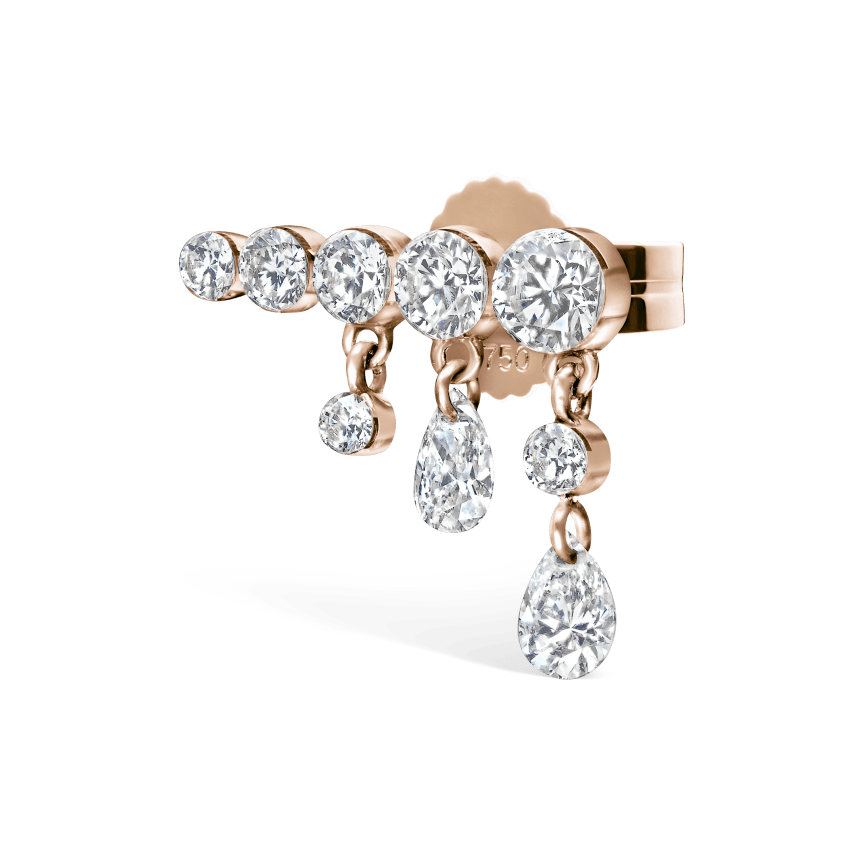 Invisible Set Diamond Crescendo Bar Stud Earring