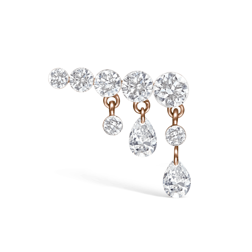 Invisible Set Diamond Crescendo Bar Stud Earring