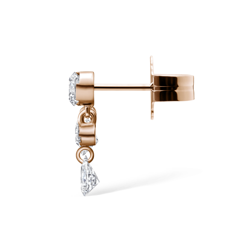 Invisible Set Diamond Crescendo Bar Stud Earring