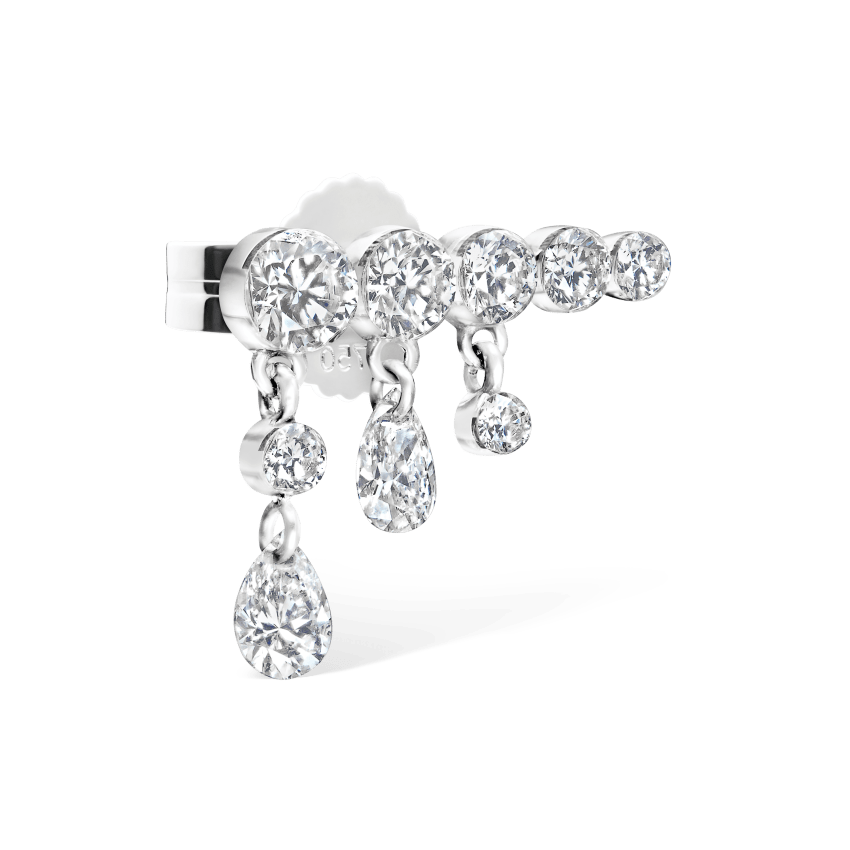 Invisible Set Diamond Crescendo Bar Stud Earring