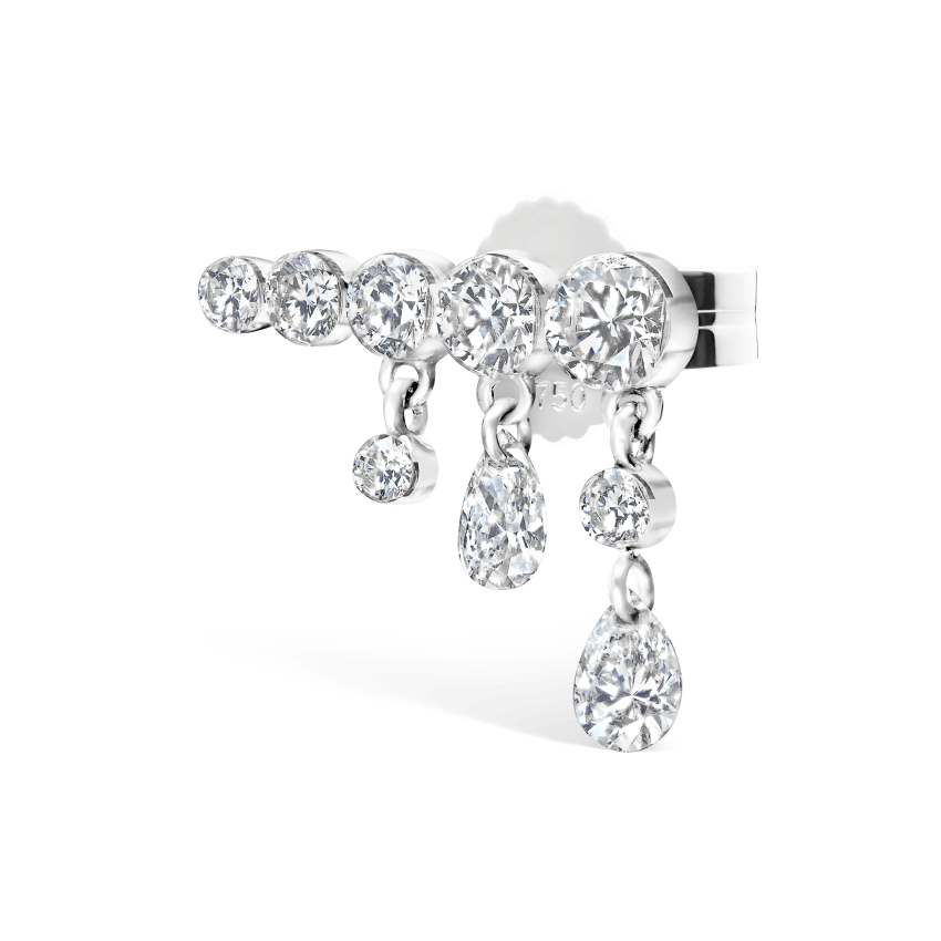 Invisible Set Diamond Crescendo Bar Stud Earring