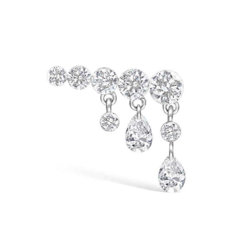 Invisible Set Diamond Crescendo Bar Stud Earring