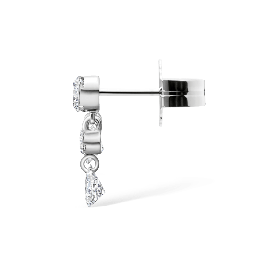 Invisible Set Diamond Crescendo Bar Stud Earring