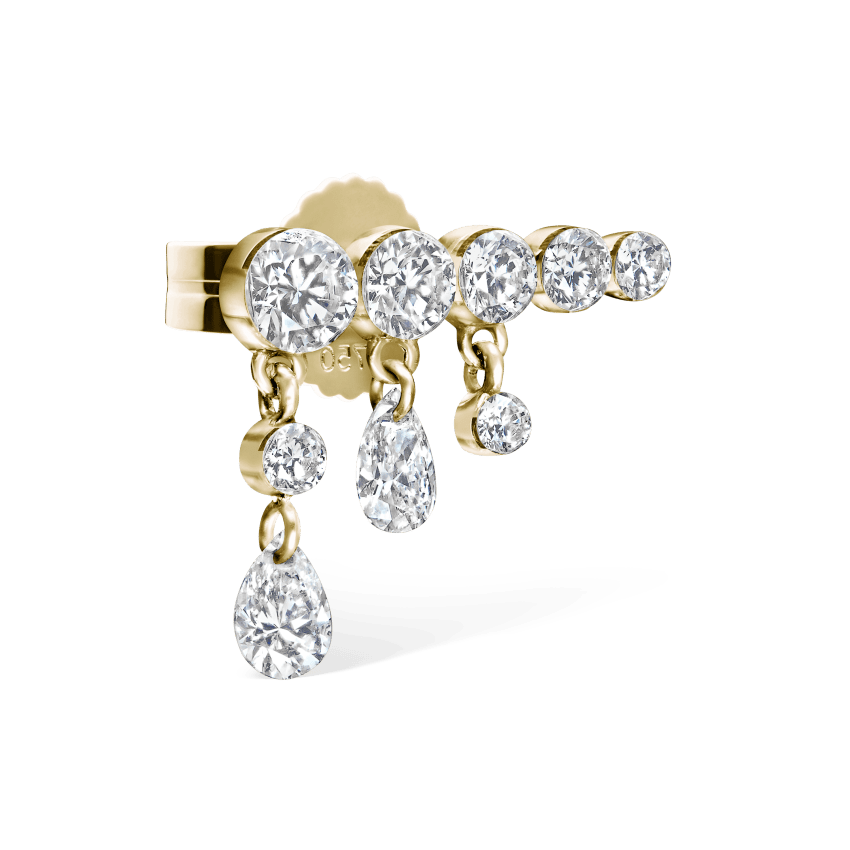 Invisible Set Diamond Crescendo Bar Stud Earring