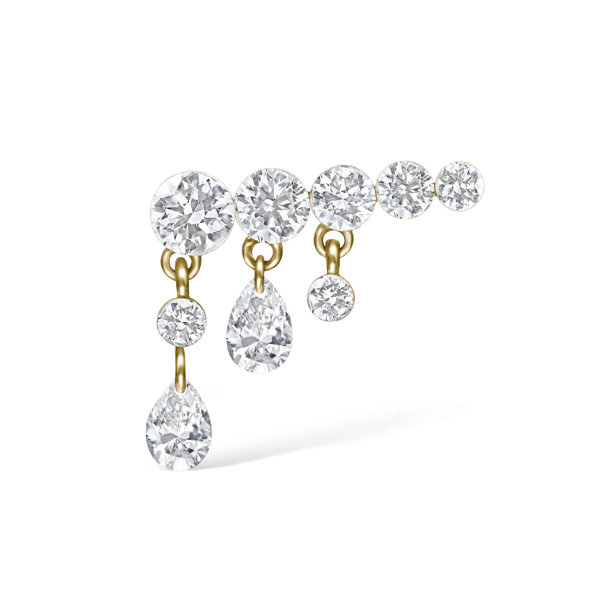 Invisible Set Diamond Crescendo Bar Stud Earring