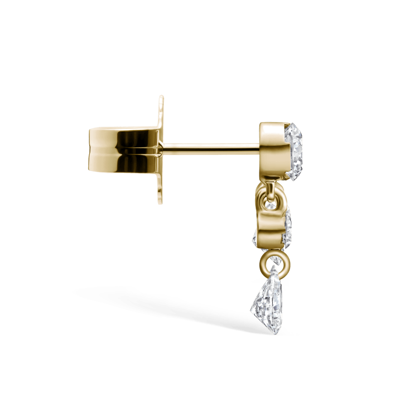 Invisible Set Diamond Crescendo Bar Stud Earring