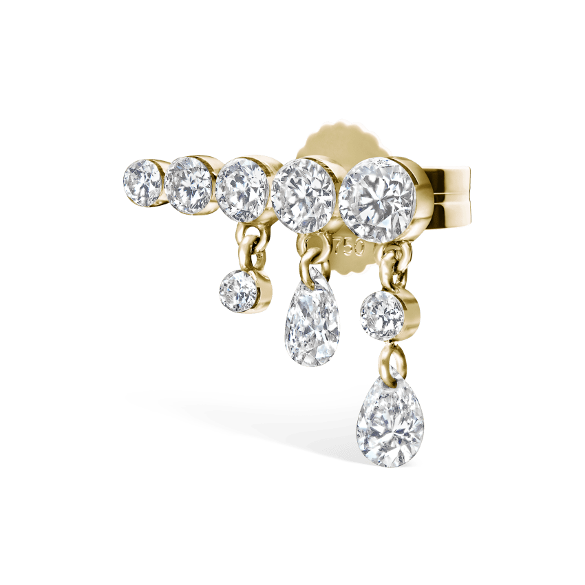 Invisible Set Diamond Crescendo Bar Stud Earring