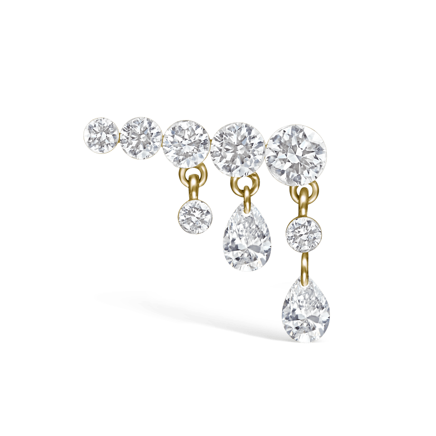 Invisible Set Diamond Crescendo Bar Stud Earring