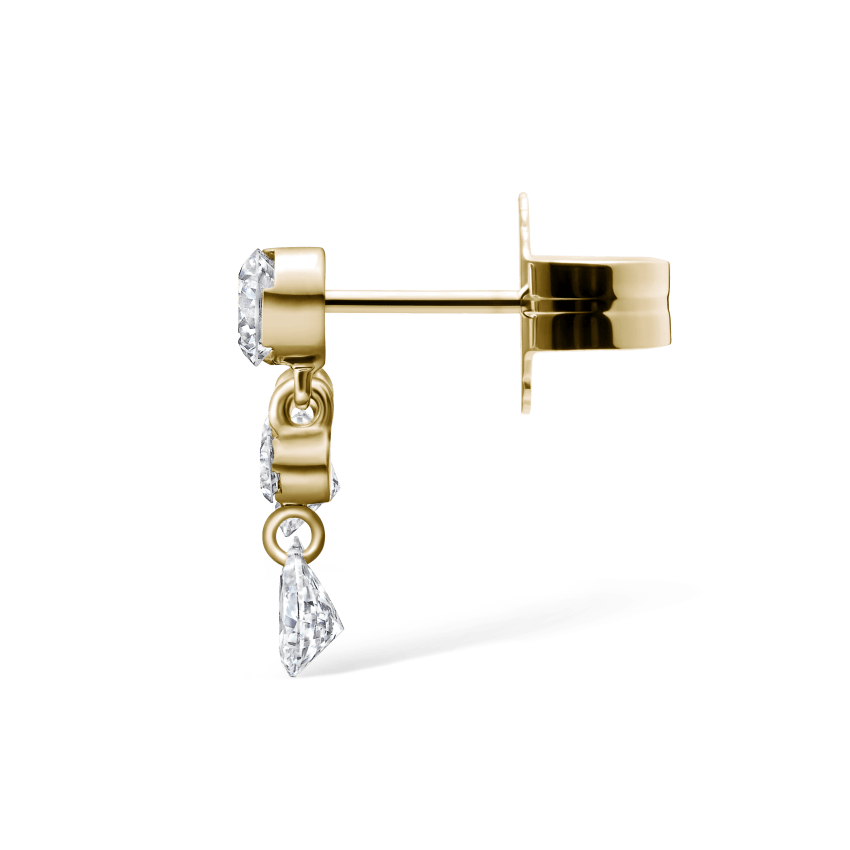 Invisible Set Diamond Crescendo Bar Stud Earring