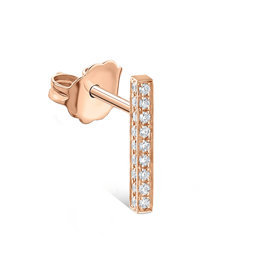 Square Diamond Pavé Bar Stud Earring