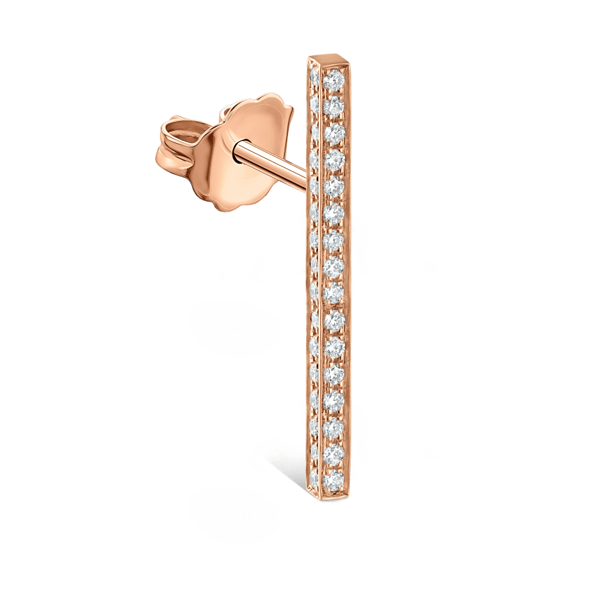 Square Diamond Pavé Bar Stud Earring