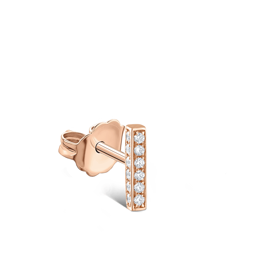 Square Diamond Pavé Bar Stud Earring