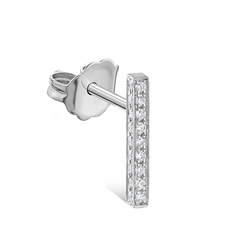 Square Diamond Pavé Bar Stud Earring