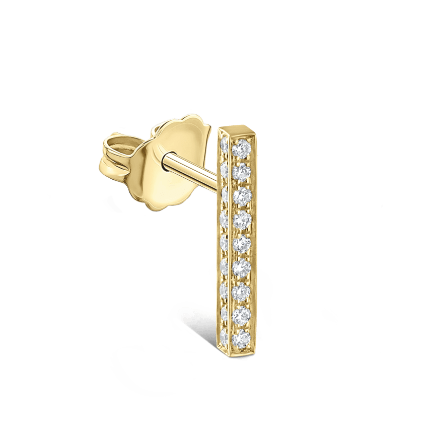 Square Diamond Pavé Bar Stud Earring