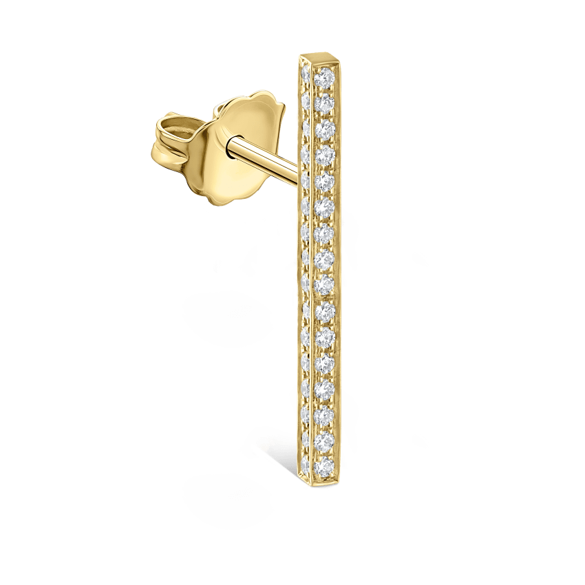Square Diamond Pavé Bar Stud Earring