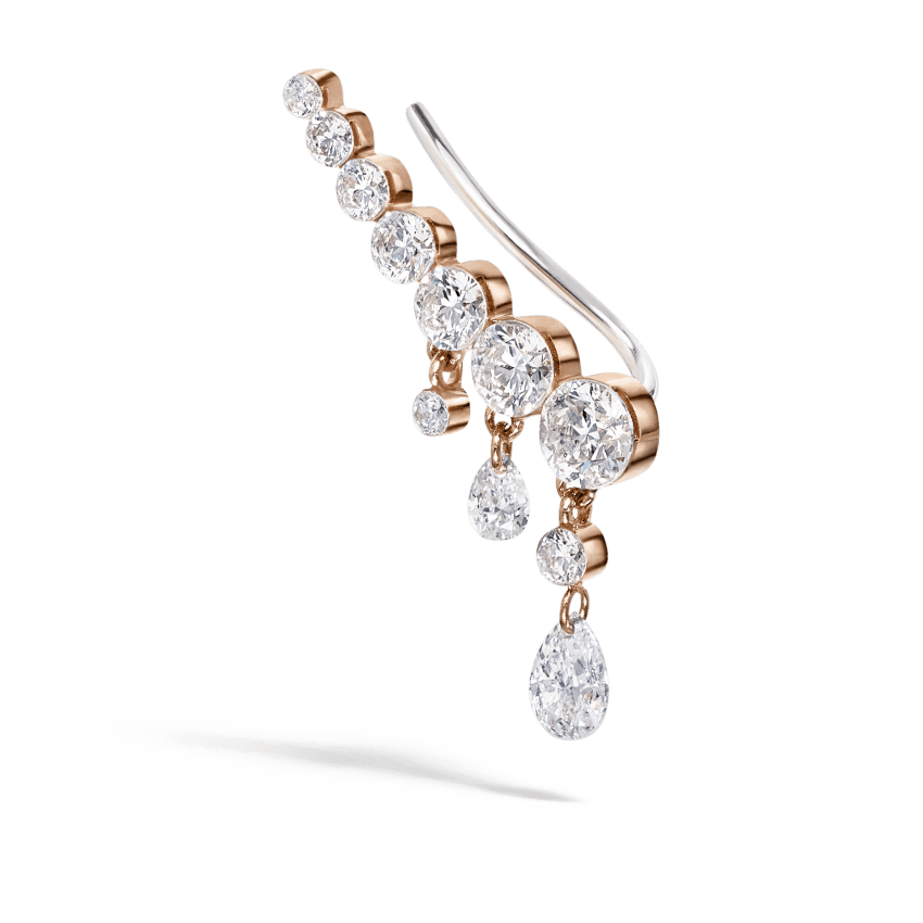 18mm Curved Crescendo Bar Invisible Set Diamond Ear Climber
