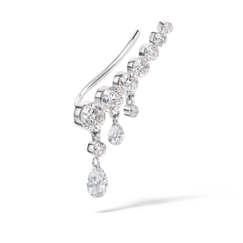 18mm Curved Crescendo Bar Invisible Set Diamond Ear Climber