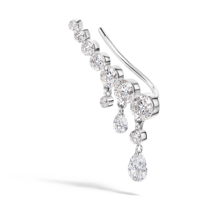 18mm Curved Crescendo Bar Invisible Set Diamond Ear Climber