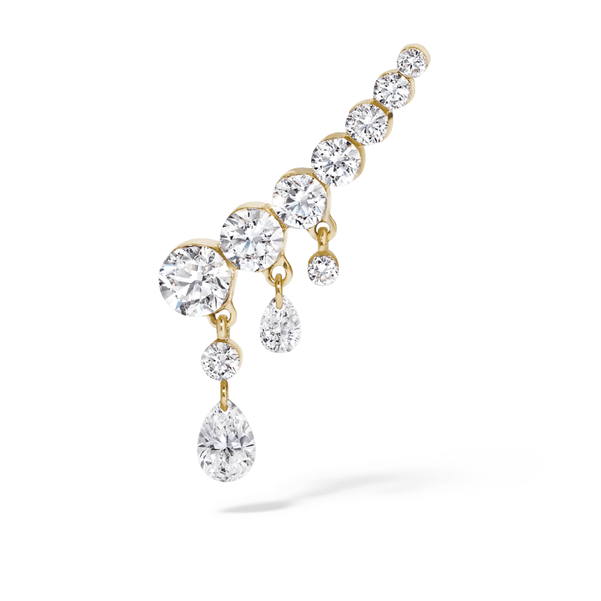 18mm Curved Crescendo Bar Invisible Set Diamond Ear Climber