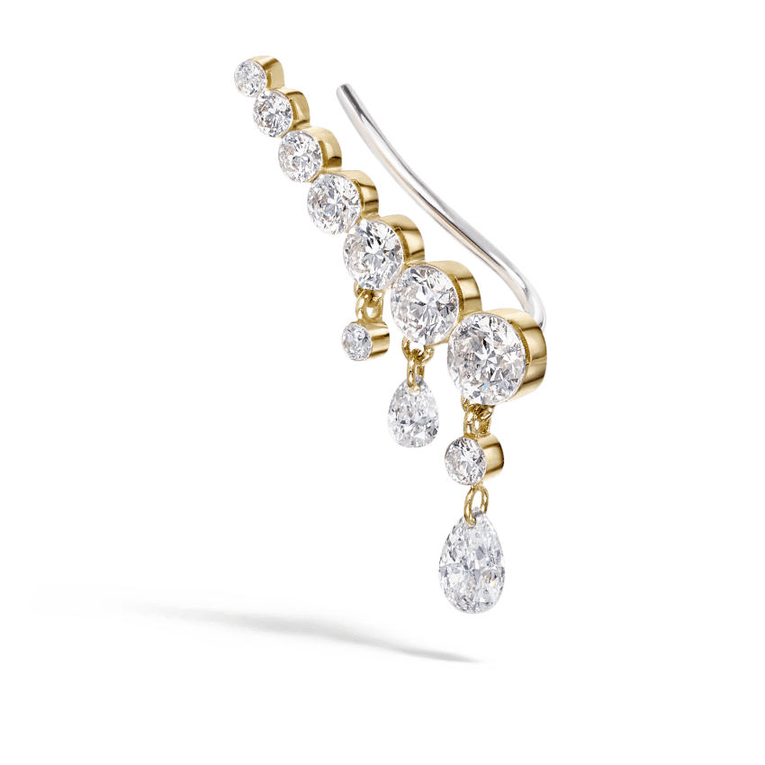 18mm Curved Crescendo Bar Invisible Set Diamond Ear Climber