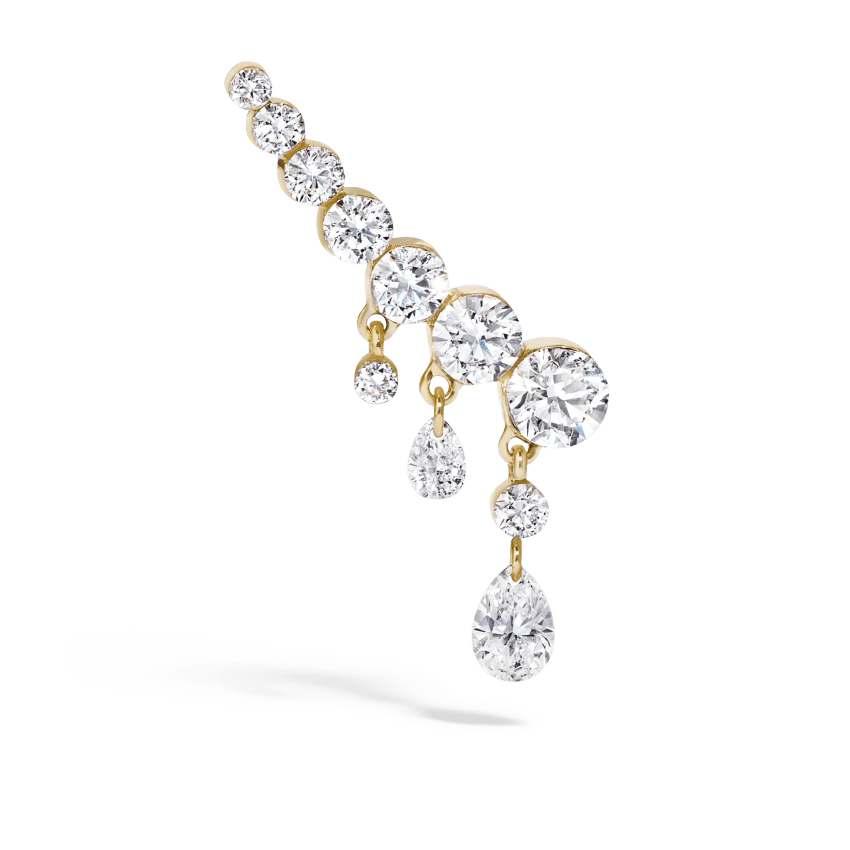 18mm Curved Crescendo Bar Invisible Set Diamond Ear Climber