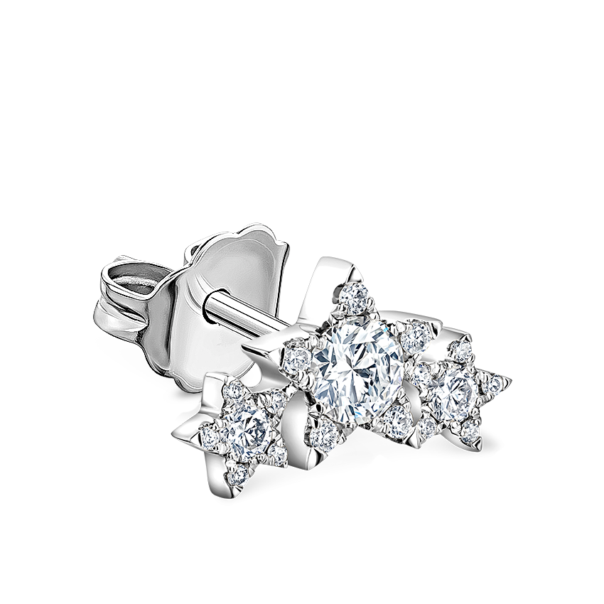 Diamond Three Star Garland Stud Earring