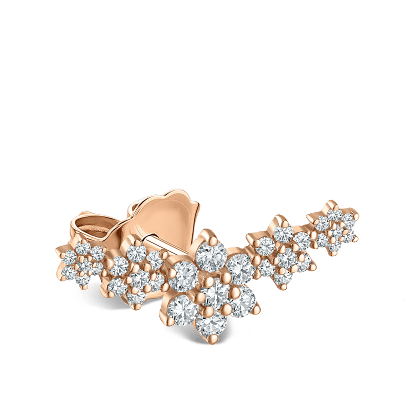 Diamond Five Flower Garland Stud Earring