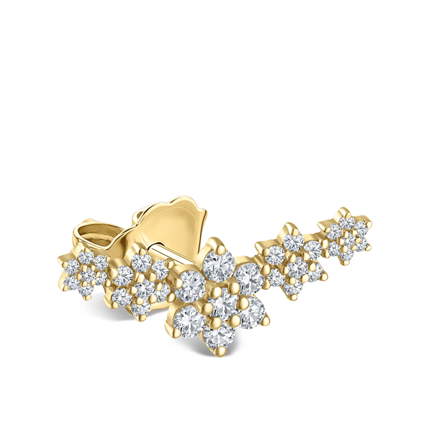 Diamond Five Flower Garland Stud Earring