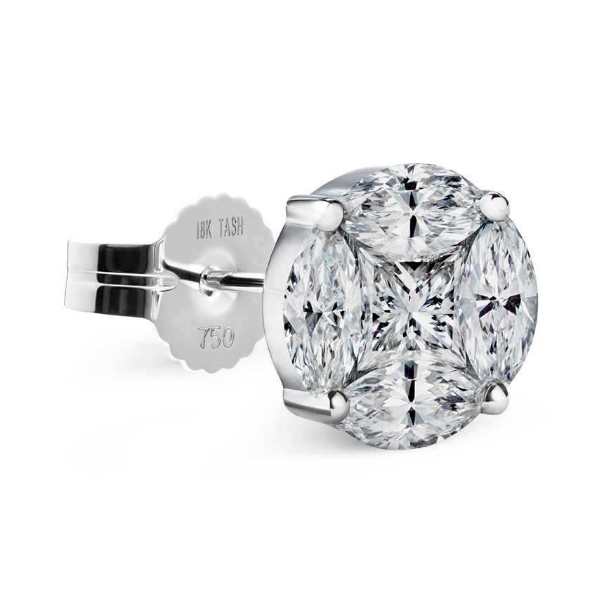 Diamond Cluster Stud Earring